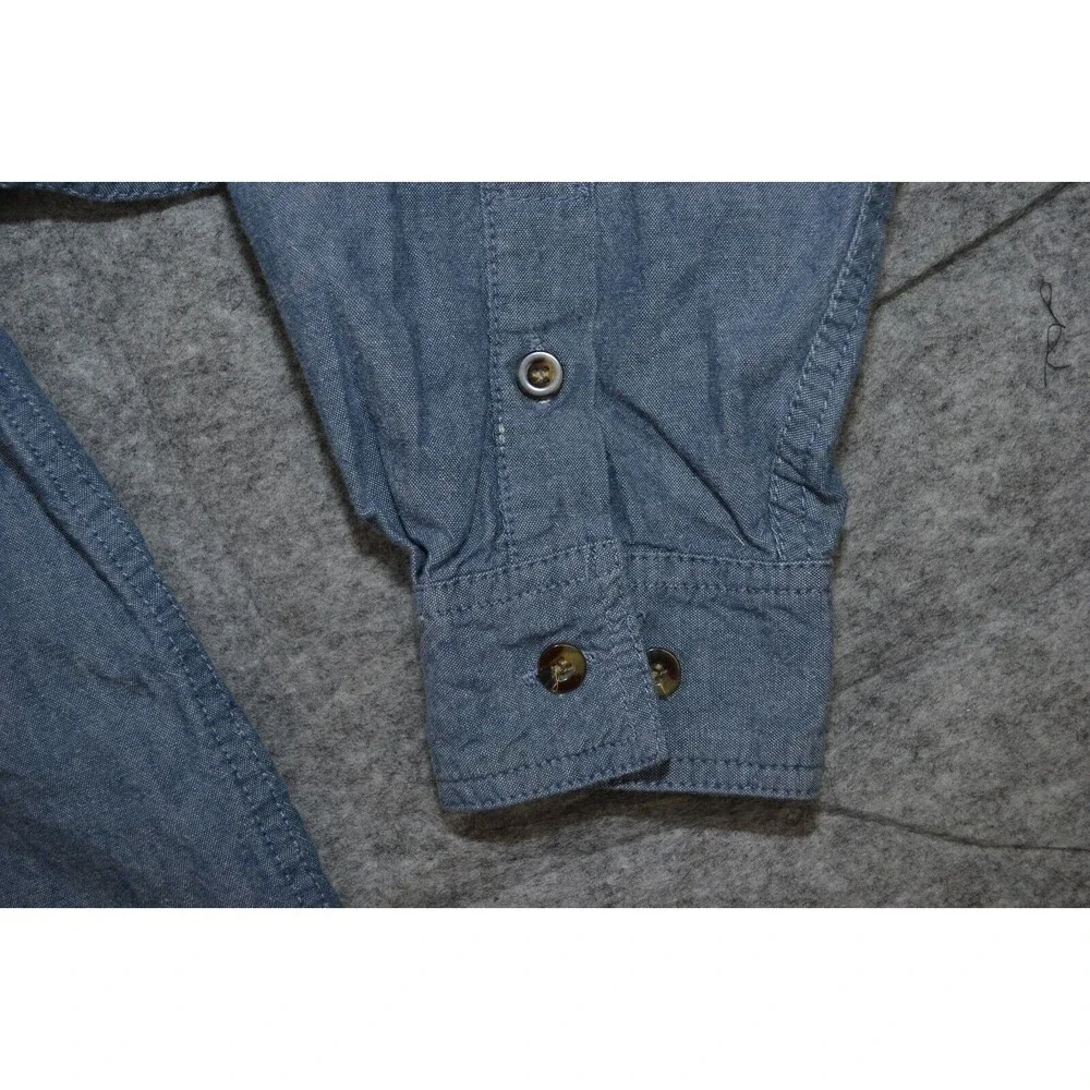 Vintage KEY Blue Denim Pearl‎ Snap Button Front Western Shirt Size XL Regular